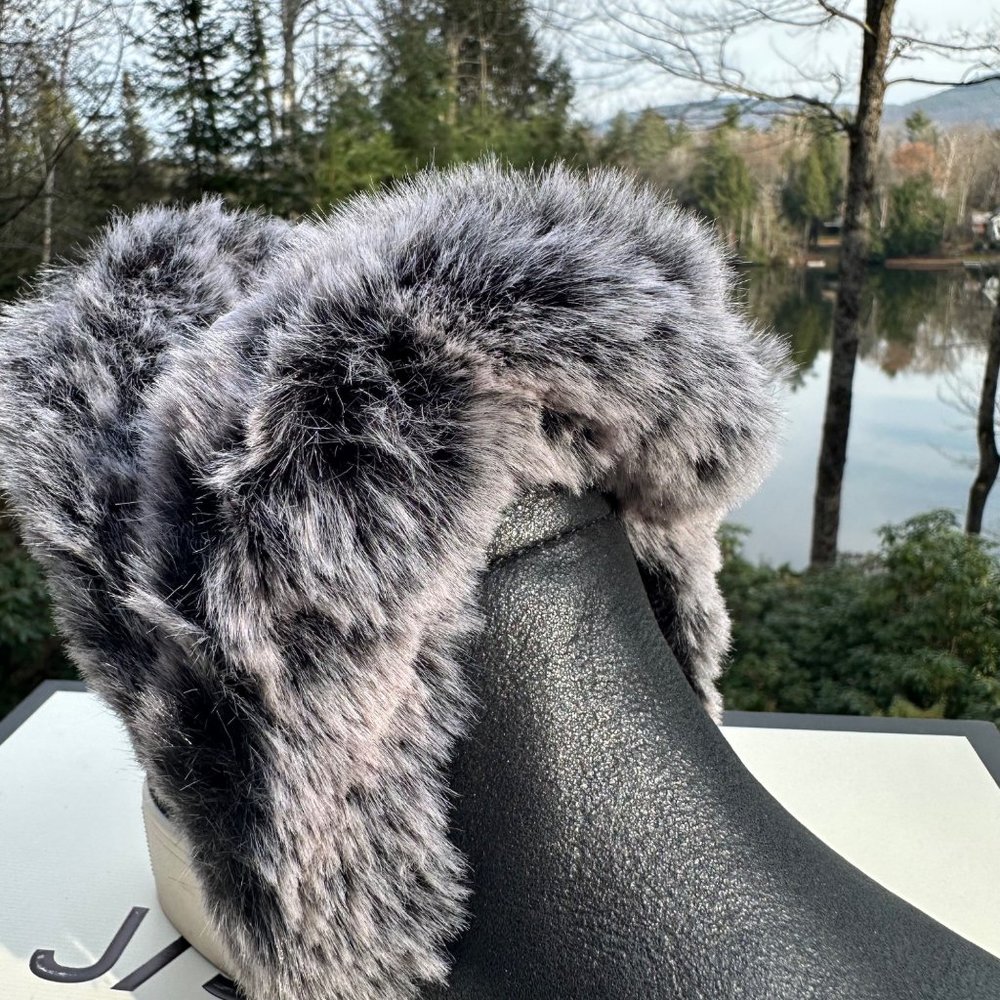 Nib J/Slides Sean Faux Fur Black Metallic Suede W… - image 8